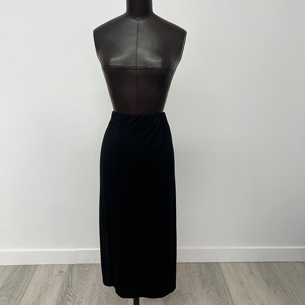 Classic Black Midi Skirt | Stretch Knit Pencil Skirt | Minimalist Wardrobe